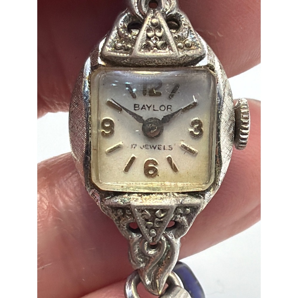 Vintage Baylor 17 Jewels 10K RGP Ladies Cocktail Watch Silver Tone Untested